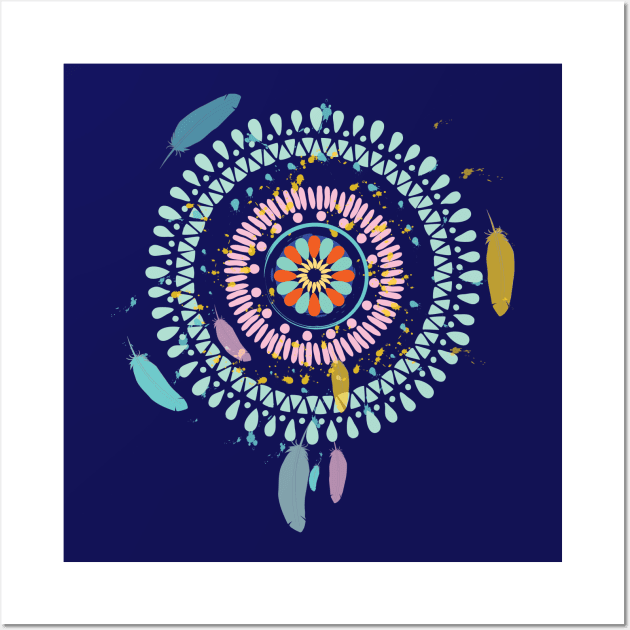 Feather Boho Mandala Wall Art by emma17